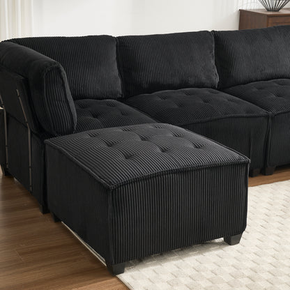 UNITED WE WIN Modular Sectional Sofa U Shaped Modular Couch with Reversible Chaise Modular Sofa Sectional Couch,6- Seat Convertible Sofa,Fit for Living Room-海智集-Default-