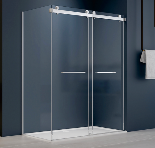 Narrow-edge, fine-frame, stainless steel, trackless, sunken shower enclosure, sliding door, one-piece integral bathroom partition-海智集-