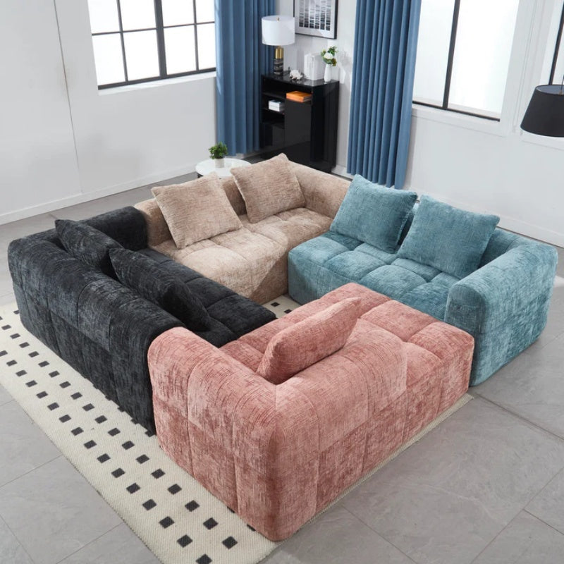 UNITED WE WIN 98.42-inch modular sectional sofa, modern modular L-shaped sofa with chaise longue, equipped with small side pockets and free of compression during installation.-海智集-Default-