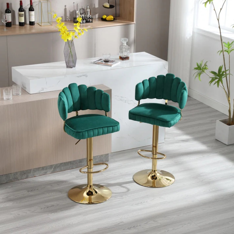 COOLMORE Swivel Bar Stools Set of 2 Adjustable Counter Height Chairs with Footrest for Kitchen, Dining Room-海智集-Default-