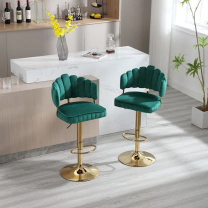 COOLMORE Swivel Bar Stools Set of 2 Adjustable Counter Height Chairs with Footrest for Kitchen, Dining Room-海智集-Default-