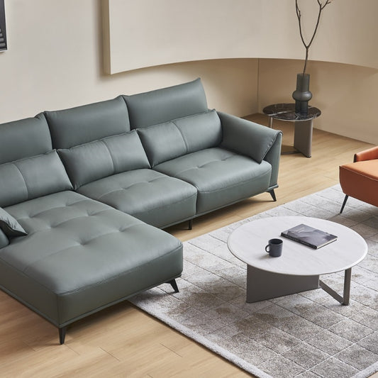 The genuine leather Italian sofa in the living room is light, luxurious, elegant, soft and comfortable-海智集-