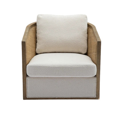 Beige Boucle Swivel Barrel Chair, Comfy Round Accent Sofa Chair with 360 Degree Swivel, Leisure Arm Chair for Living Room, Nursery, Hotel, Bedroom, Office, Lounge-海智集-Default-