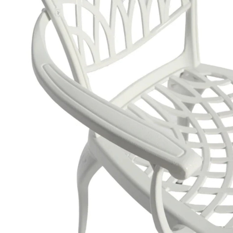 3 Piece Patio Bistro Set Cast Aluminum Bistro Table and Chairs Set of 2 with Umbrella Hole,All Weather Metal Bistro Table Set,Outdoor Patio Furniture Set for Garden with cushion White-海智集-Default-