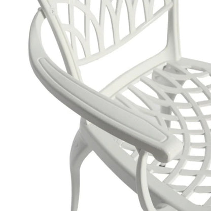 3 Piece Patio Bistro Set Cast Aluminum Bistro Table and Chairs Set of 2 with Umbrella Hole,All Weather Metal Bistro Table Set,Outdoor Patio Furniture Set for Garden with cushion White-海智集-Default-