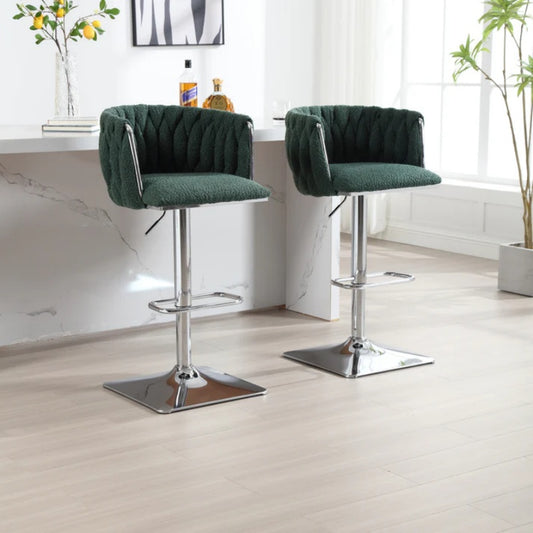 COOLMORE Vintage Bar Stools with Back and Footrest Counter Height Dining Chairs 2PC/SET-海智集-Default-