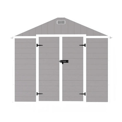 Campcraft 8*10ft resin storage shed, high quality pp material, strong structure, waterproof, rust and UV proof, large storage space, 12mm thick pp board, HD window lighting-海智集-Default-