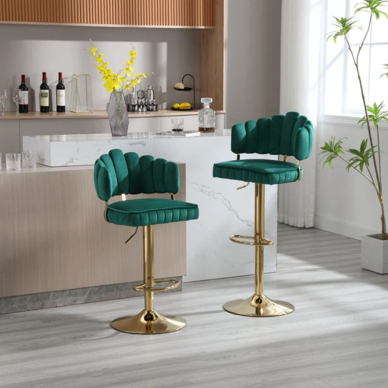 COOLMORE Swivel Bar Stools Set of 2 Adjustable Counter Height Chairs with Footrest for Kitchen, Dining Room-海智集-Default-