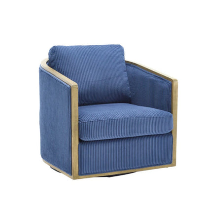 Navy Corduroy Swivel Barrel Chair, Comfortable Accent Sofa with 360 Degree Swivel for Living Room, Nursery, Office-海智集-Default-