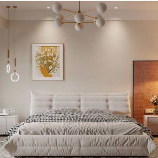 Italian light luxury matte fabric bed for bedroom, comfortable bed for sleeping, luxurious bedroom bed-海智集-