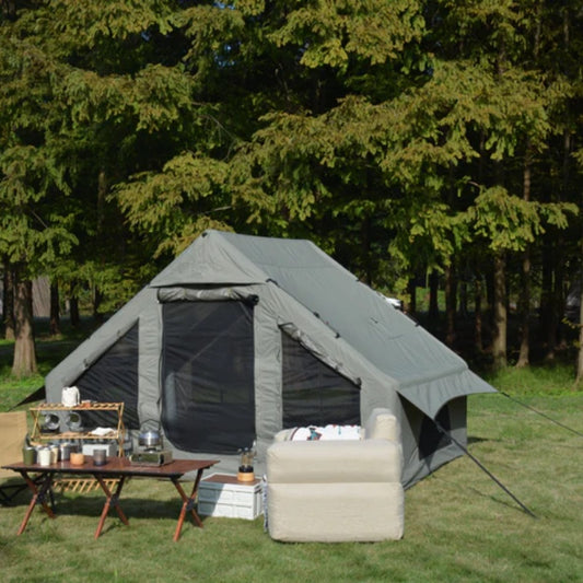Inflatable Camping Tent Easy Setup 4 Season Glamping Tent with High Performance Inflatable Structure 4-6 Persons Waterproof Windproof Outdoor Self-Supporting Blow up Tent Air Tent Portable House Green-海智集-Default-