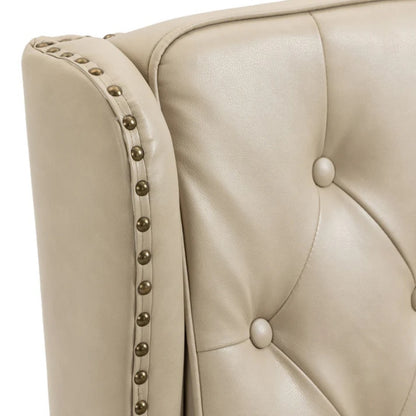 Modern Accent Chair Lounge Chair with Sturdy Wood Legs in Camel PU Leather for Living Room and Bedroom-海智集-Default-