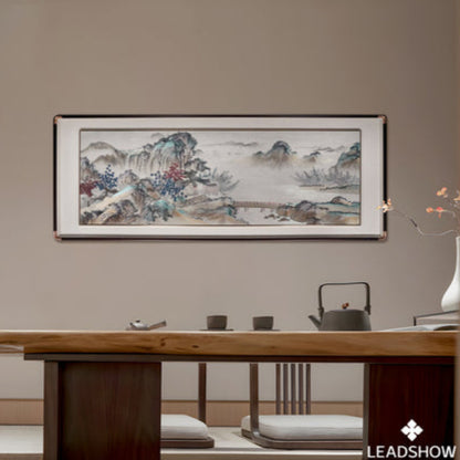 Chinese Landscape Embroidery Art - New Style Silk Scroll with Mountain-Water Design-海智集-