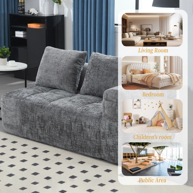 UNITED WE WIN Chenille Loveseat Sofa,Minimalist Modular Couches Sleeper for Living Room Bedroom Apartment Lounge-海智集-Default-