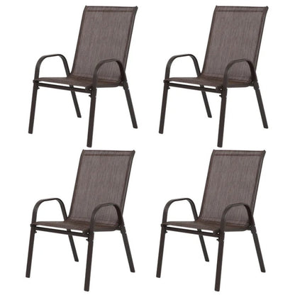 4 Piece Patio Chairs, Outdoor Camping Chairs with Breathable Textilene Fabric, Set of 2 Garden Chairs with Armrest High Backrest for Garden Patio Pool Beach Yard Space Saving ( Brown)-海智集-Default-