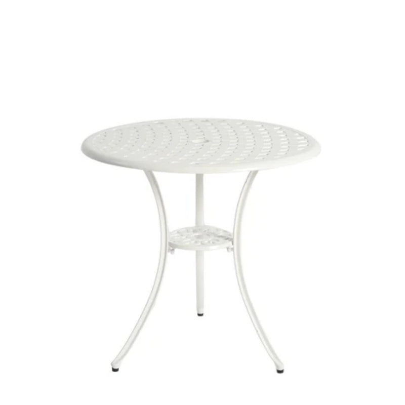 3 Piece Patio Bistro Set Cast Aluminum Bistro Table and Chairs Set of 2 with Umbrella Hole,All Weather Metal Bistro Table Set,Outdoor Patio Furniture Set for Garden White-海智集-Default-