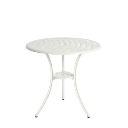 3 Piece Patio Bistro Set Cast Aluminum Bistro Table and Chairs Set of 2 with Umbrella Hole,All Weather Metal Bistro Table Set,Outdoor Patio Furniture Set for Garden White-海智集-Default-