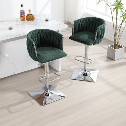 COOLMORE Vintage Bar Stools with Back and Footrest Counter Height Dining Chairs 2PC/SET-海智集-Default-