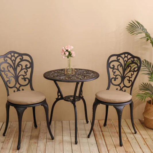 Best seller Products 3-Piece Outdoor Rust-Resistant Cast Aluminum Patio Bistro Set with cushion-海智集-Default-