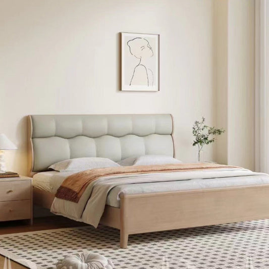 Country-style wooden bed, rubber wood, natural wood style, cream style, minimalist style, solid wood bed, double bed-海智集-