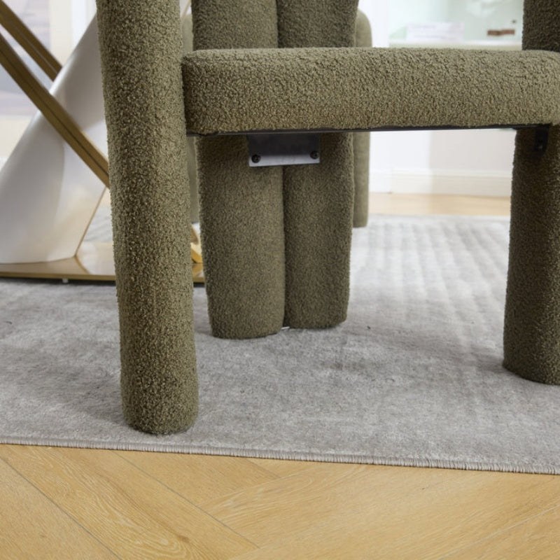 COOLMORE Contemporary Designed Velvet Upholstered Accent/Dining Chair in Olive Teddy Fabric with Armrests-海智集-Default-