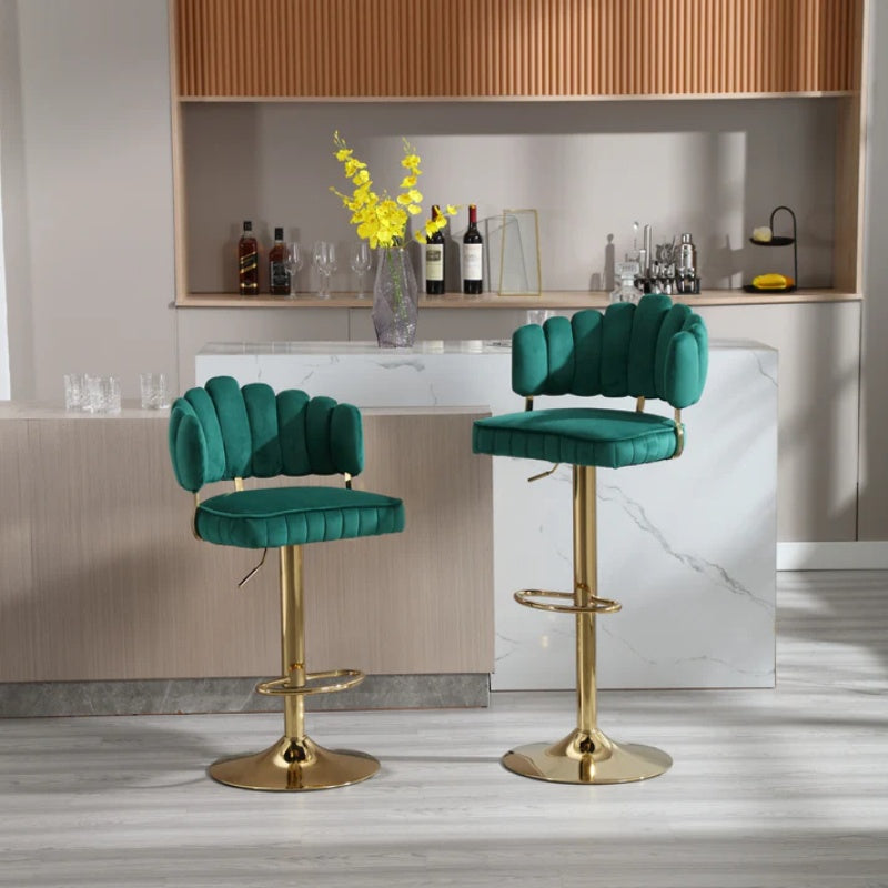 COOLMORE Swivel Bar Stools Set of 2 Adjustable Counter Height Chairs with Footrest for Kitchen, Dining Room-海智集-Default-