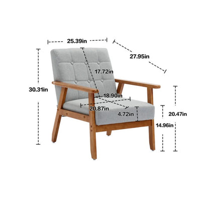 Accent Chairs Set of 2 with Side Table, Mid Century Modern Accent Chair, Wood and Fabric Armchairs Side Chair, Lounge Reading Comfy Arm Chair for Living Room, Bedroom, Office-海智集-Default-
