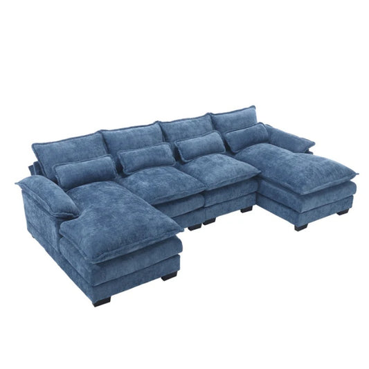 UNITED WE WIN Modern Large chenille Fabric U-Shape Sectional Sofa-海智集-Default-