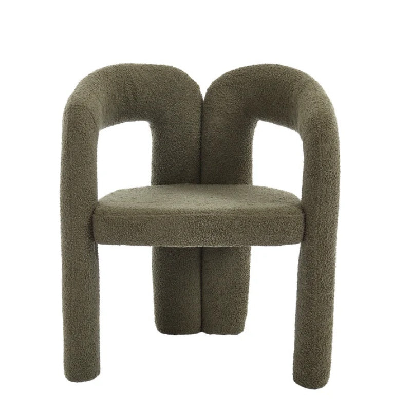 COOLMORE Contemporary Designed Velvet Upholstered Accent/Dining Chair in Olive Teddy Fabric with Armrests-海智集-Default-