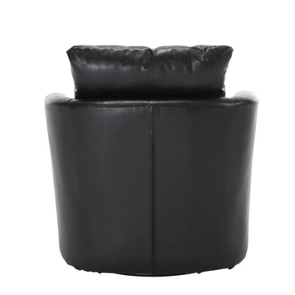 Modern Swivel Barrel Club Chair, Comfy Accent Sofa with 360 Degree Swivel, Black PU Leather, 32.68x30.31x24.80 Inches-海智集-Default-