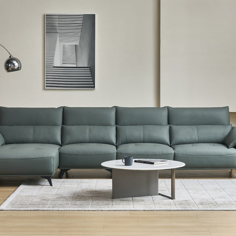 The genuine leather Italian sofa in the living room is light, luxurious, elegant, soft and comfortable-海智集-
