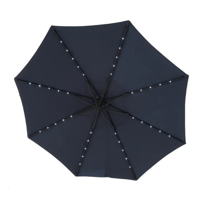 10ft Solar LED Offset Hanging Market Patio Umbrella (Navy blue )(No Base)-海智集-Default-
