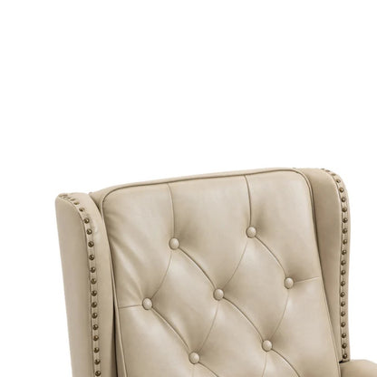 Modern Accent Chair Lounge Chair with Sturdy Wood Legs in Camel PU Leather for Living Room and Bedroom-海智集-Default-