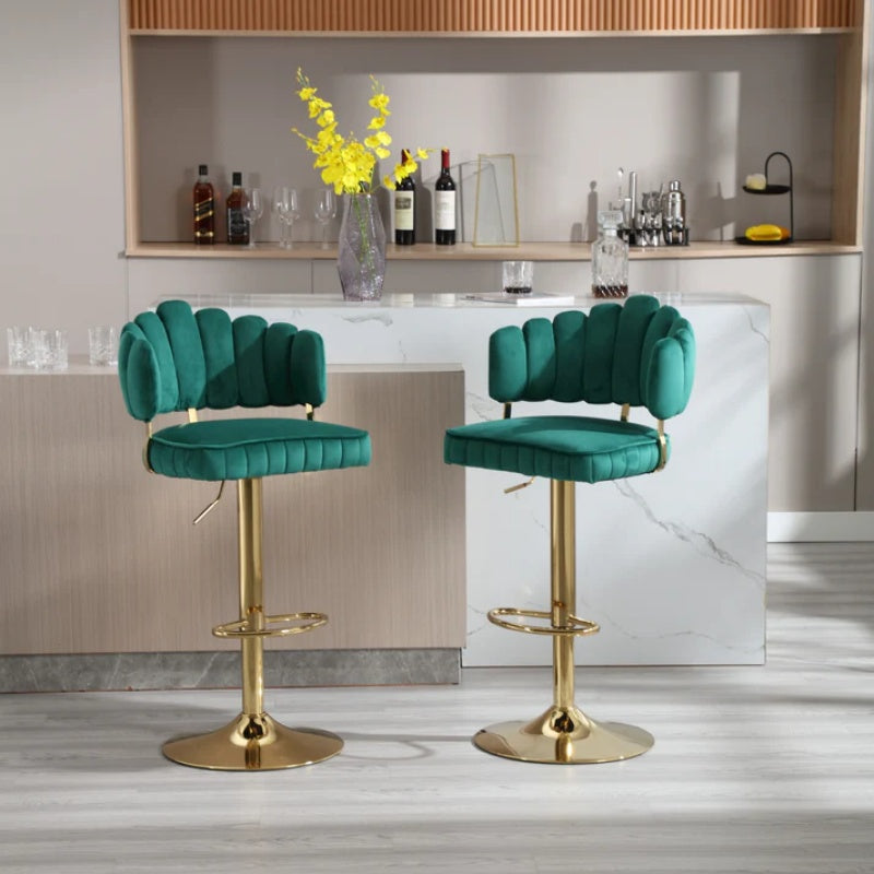 COOLMORE Swivel Bar Stools Set of 2 Adjustable Counter Height Chairs with Footrest for Kitchen, Dining Room-海智集-Default-
