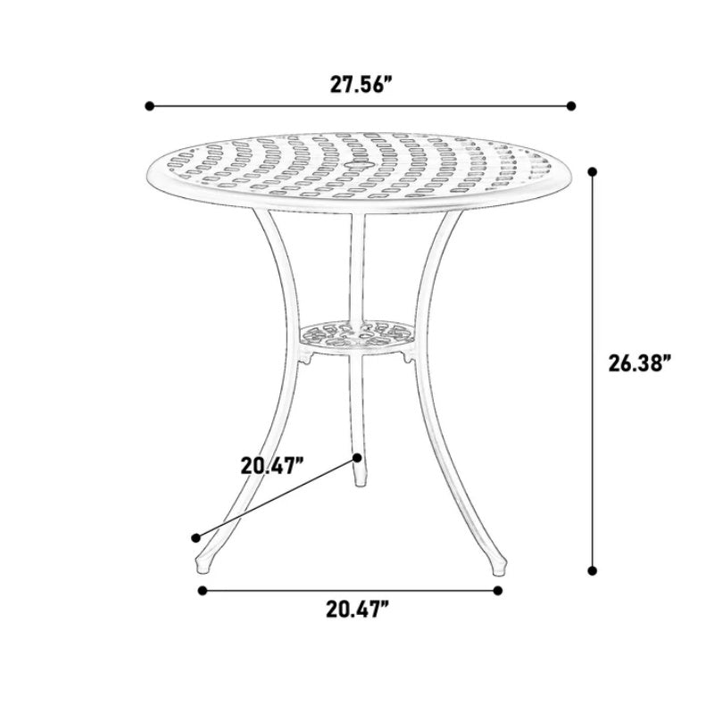 3 Piece Patio Bistro Set Cast Aluminum Bistro Table and Chairs Set of 2 with Umbrella Hole,All Weather Metal Bistro Table Set,Outdoor Patio Furniture Set for Garden White-海智集-Default-