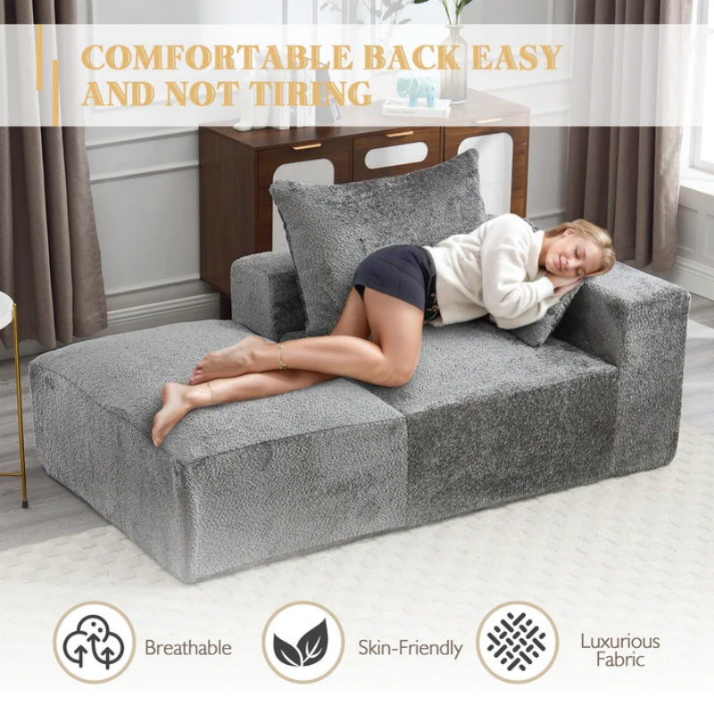 UNITED WE WIN Memory Foam 2-Seater Couch, No Installation & Easy to Transport, Deep Seat Modern Sofa with Chenille Fabric, Couch for Living Room, Bedroom, Apartment, Home Office-海智集-Default-