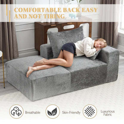 UNITED WE WIN Memory Foam 2-Seater Couch, No Installation & Easy to Transport, Deep Seat Modern Sofa with Chenille Fabric, Couch for Living Room, Bedroom, Apartment, Home Office-海智集-Default-