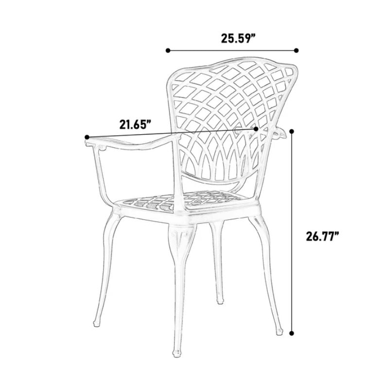 3 Piece Patio Bistro Set Cast Aluminum Bistro Table and Chairs Set of 2 with Umbrella Hole,All Weather Metal Bistro Table Set,Outdoor Patio Furniture Set for Garden White-海智集-Default-