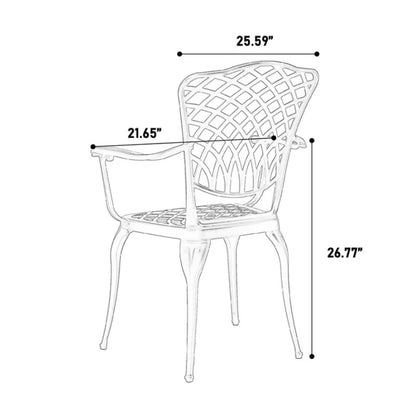 3 Piece Patio Bistro Set Cast Aluminum Bistro Table and Chairs Set of 2 with Umbrella Hole,All Weather Metal Bistro Table Set,Outdoor Patio Furniture Set for Garden White-海智集-Default-