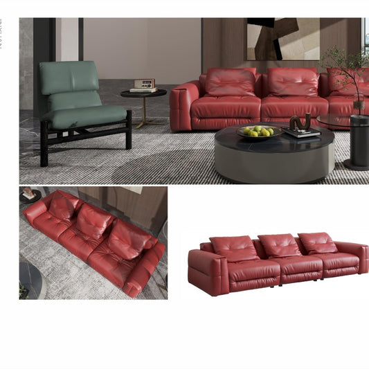 Compact Luxury Leather Sofa for Small Spaces-海智集-