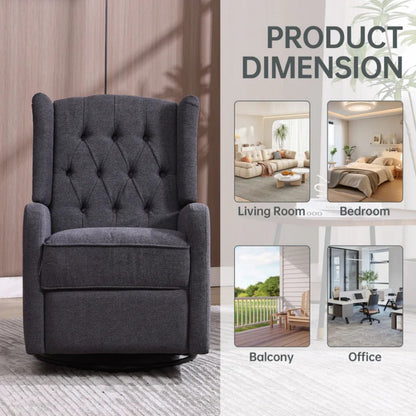COOLMORE Rocking Recliner Chair,360 Degree Swivel Nursery Rocking Chair,Glider Chair,Modern Small Rocking Swivel Recliner Chair for Bedroom,Living Room Chair Home Theater Seat (Dark Gray)-海智集-Default-