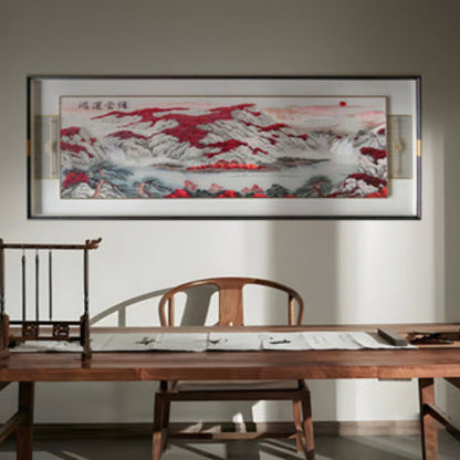 Chinese Landscape Embroidery Art - New Style Silk Scroll with Mountain-Water Design-海智集-