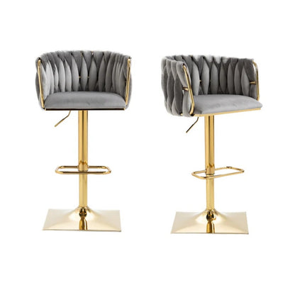 COOLMORE Vintage Bar Stools with Back and Footrest Counter Height Dining Chairs 2PC/SET-海智集-Default-