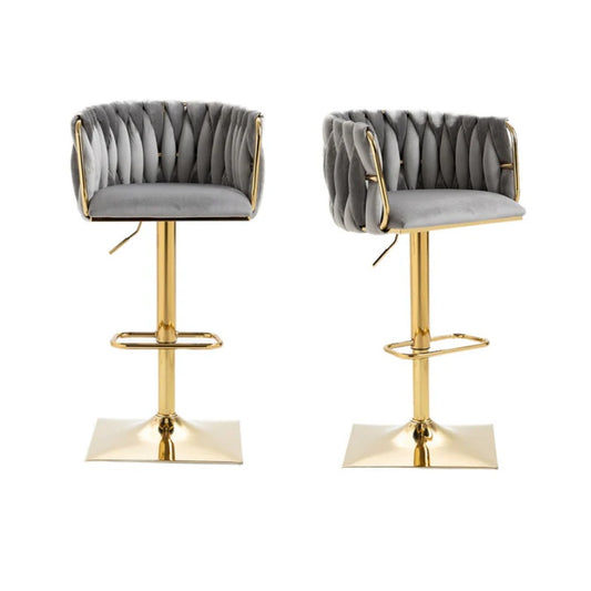 COOLMORE Vintage Bar Stools with Back and Footrest Counter Height Dining Chairs 2PC/SET-海智集-Default-