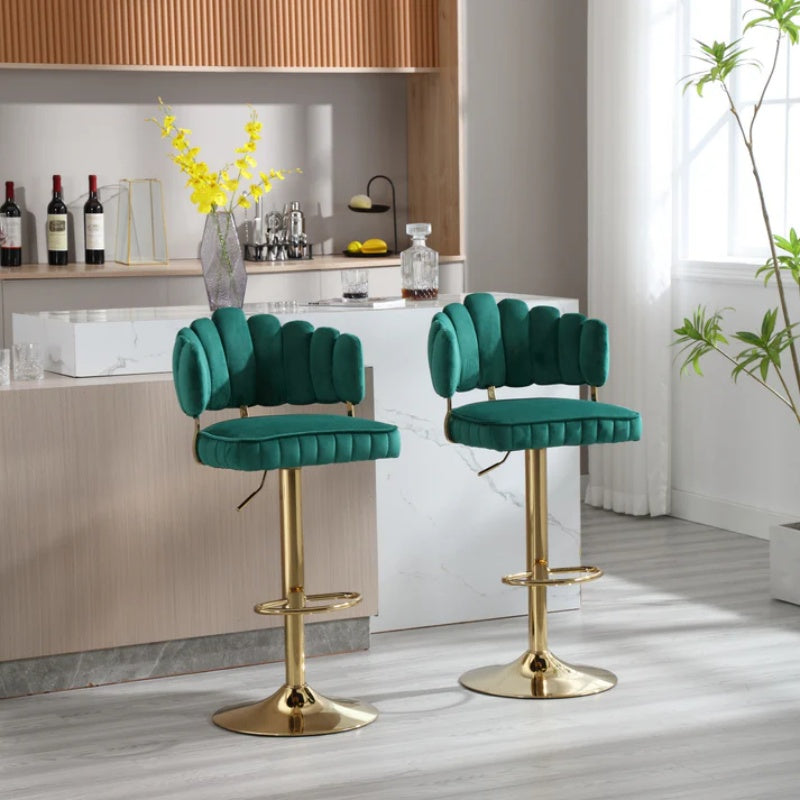 COOLMORE Swivel Bar Stools Set of 2 Adjustable Counter Height Chairs with Footrest for Kitchen, Dining Room-海智集-Default-