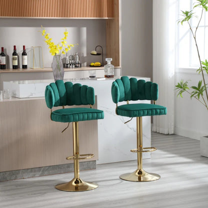 COOLMORE Swivel Bar Stools Set of 2 Adjustable Counter Height Chairs with Footrest for Kitchen, Dining Room-海智集-Default-