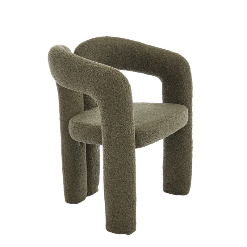 COOLMORE Contemporary Designed Velvet Upholstered Accent/Dining Chair in Olive Teddy Fabric with Armrests-海智集-Default-