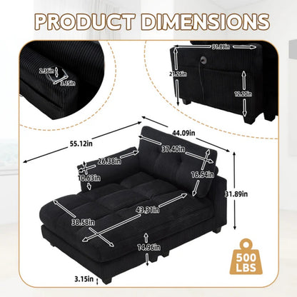 UNITED WE WIN Sleeper Sofa Couch Bed,Oversized Chaise Lounge Chair Cozy Cloud Couch-海智集-Default-