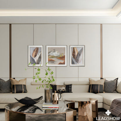 Modern Chinese Wall Art - Minimalist Ink Wash Painting with Black Frame, New Asian Style Home Decor-海智集-