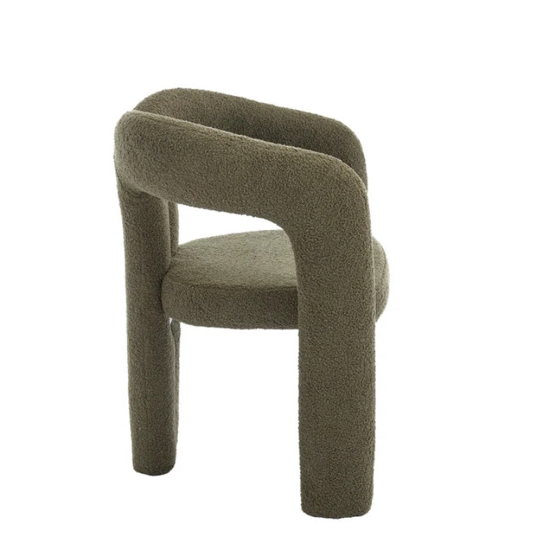COOLMORE Contemporary Designed Velvet Upholstered Accent/Dining Chair in Olive Teddy Fabric with Armrests-海智集-Default-
